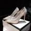 Charmig Silver Afton Rhinestone Pumps 2020 Läder 10 cm Stilettklackar Spetsiga Pumps