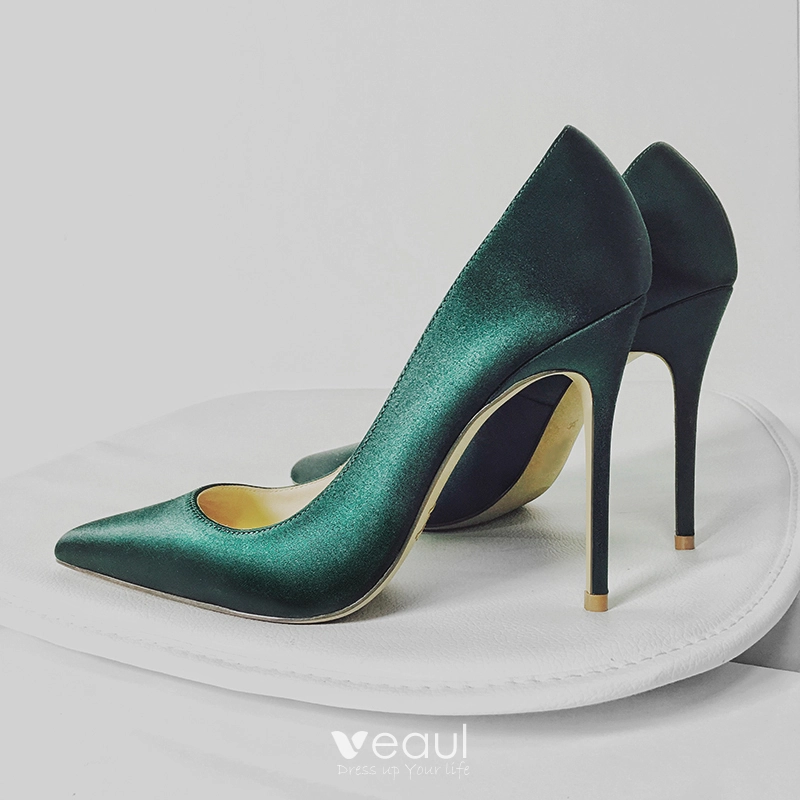 Modest Simple Dark Green Office OL Pumps 2020 10 cm Stiletto Heels Pointed Toe Pumps