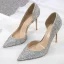 Sparkly Silver Evening Party Glitter Sequins Womens Shoes 2020 10 cm Stiletto Heels Pointed Toe Heels