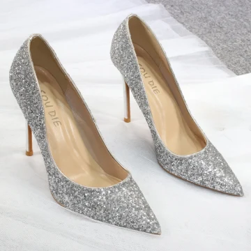 Glitter Mode Zilveren Glans Avond Pumps 2020 Pailletten 10 Cm Naaldhakken Stiletto Spitse Neus Pumps