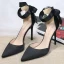 Fashion Black Prom Satin Womens Shoes 2020 Ankle Strap Bow 10 cm Stiletto Heels Pointed Toe Heels