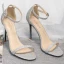 Sexy Silber Abend Glanz Pailletten Sandalen Damen 2020 Knöchelriemen 10 cm Stilettos Peeptoes Sandaletten