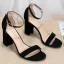 Sexy Noire Vêtement de rue Daim Sandales Femme 2020 Bride Cheville 8 cm Talons Épais À Bout Pointu Sandales