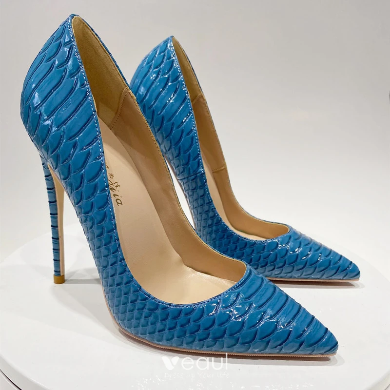 Blue snakeskin clearance pumps