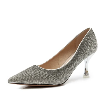 Scintillantes Argenté Cristal Chaussure De Mariée 2020 Faux Diamant 7 Cm Talons Aiguilles À Bout Pointu Mariage Escarpins