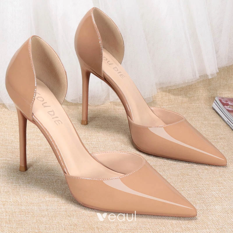 Pointed toe nude heels hot sale