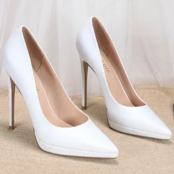 Chic Beautiful White Prom 2020 Pumps Patent Leather 12 Cm Stiletto Heels Pointed Toe Pumps
