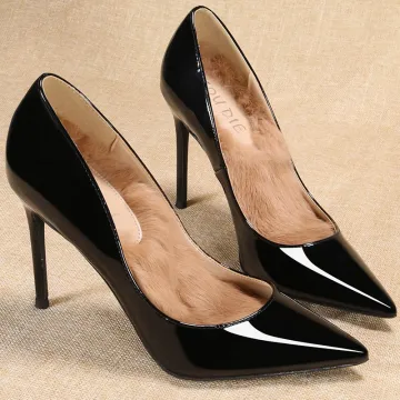 Mote Svart Ball Pumps 2020 Patent Lær 10 Cm Stiletthæler Spisse Pumps