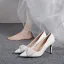 Chic Ivoire Perle Noeud Chaussure De Mariée 2020 8 cm Talons Aiguilles À Bout Pointu Mariage Escarpins