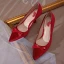 Chinese style Burgundy Bow Wedding Shoes 2020 8 cm Stiletto Heels Pointed Toe Wedding Pumps