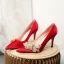 Chinese style Satin Red Wedding Shoes 2020 Gold Appliques 8 cm Stiletto Heels Pointed Toe Wedding Pumps