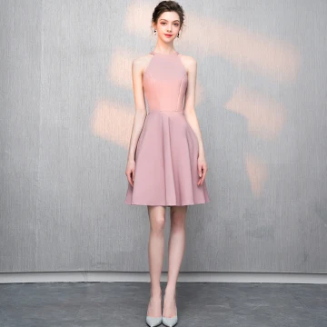 Simple Rougissant Rose De Retour Robe De Graduation 2018 Princesse Polyester Encolure Dégagée Bustier Sans Manches Courte Robe De Ceremonie