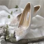 Chic Ivoire Cuir Faux Diamant Paillettes Chaussure De Mariée 2020 7 cm Talons Aiguilles À Bout Pointu Mariage Escarpins