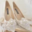 Fabuleux Ivoire Perle Faux Diamant Chaussure De Mariée 2020 Cuir 9 cm Talons Aiguilles À Bout Pointu Mariage Escarpins