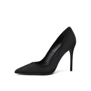 Chic Belle Noire Daim Promo Escarpins 2020 10 Cm Talons Aiguilles À Bout Pointu Escarpins
