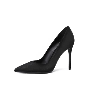 Chic Belle Noire Daim Promo Escarpins 2020 10 Cm Talons Aiguilles À Bout Pointu Escarpins