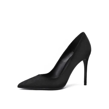 Chic Belle Noire Daim Promo Escarpins 2020 10 Cm Talons Aiguilles À Bout Pointu Escarpins