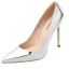 Schöne Silber Cocktail Lackleder Pumps 2020 10 cm Stilettos Spitzschuh Pumps