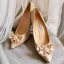 Glitter Charmant Goud Bruidsschoenen 2020 Leer Glans Pailletten Parel Rhinestone 6 cm Naaldhakken / Stiletto Spitse Neus Huwelijk Pumps