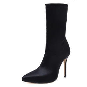 Fashion Winter Black Street Wear Womens Boots 2020 11 Cm Stiletto Heels Pointed Toe Boots