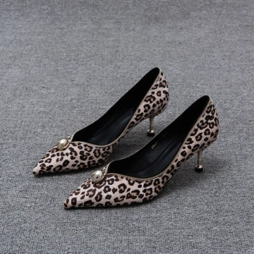 Sexy Soirée Imprimé Léopard Escarpins 2020 Cuir 5 Cm Talons Aiguilles À Bout Pointu Escarpins