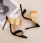 Modest / Simple Summer Black Gold Womens Sandals 2018 Casual Suede Leather 10 cm Stiletto Heels Open / Peep Toe High Heels