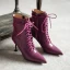Klassieke Winter Paarse Toevallig Leer Dames Laarzen 2020 8 cm Naaldhakken / Stiletto Spitse Neus Laarzen