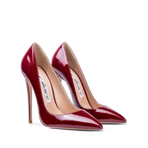 Sexy Burgundy Evening Party Patent Leather Pumps 2020 12 Cm Stiletto Heels Pointed Toe Pumps
