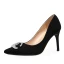 Sexy Black Evening Party Rhinestone Pumps 2020 Leather 9 cm Stiletto Heels Pointed Toe Pumps