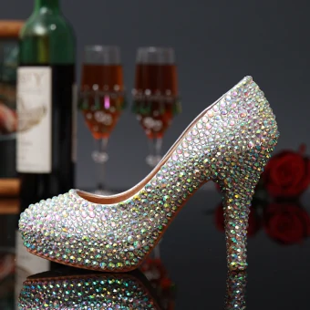 Scintillantes Charmant Multi Couleurs Faux Diamant Club De Carnaval Escarpins 2020 Cuir Imperméables 14 Cm Talons Aiguilles À Bout Pointu Escarpins