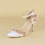 Edles Weiß Brautschuhe 2020 Perle Blumen Knöchelriemen 8 cm Stilettos Spitzschuh Hochzeit High Heels