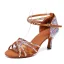 Charmant Braun Strass Latein Tanzschuhe 2020 Satin Knöchelriemen 8 cm Stilettos Peeptoes Tanzen Sandaletten