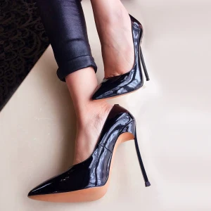 Chic Belle Cristal Noire Bureau Escarpins 2018 Polyester 10 Cm Talons Aiguilles À Bout Pointu Escarpins