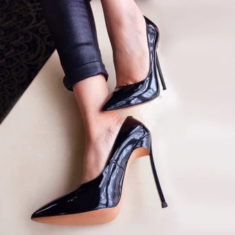 Chic Beautiful Crystal Black Office Pumps 2018 Polyester 10 Cm Stiletto Heels Pointed Toe Pumps