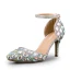 Sexy Multi-Couleurs Faux Diamant Soirée Sandales Femme 2020 Bride Cheville 8 cm Talons Aiguilles À Bout Pointu Sandales