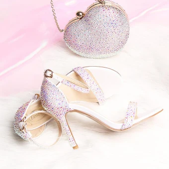 Sexy Multi Farger Rhinestone Aften Sandaler Dame 2020 Ankelstropp 9 Cm Stiletthæler Peep Toe Sandaler