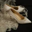 Elegant Ivory Bridesmaid Pearl Pumps 2020 Satin 7 cm Stiletto Heels Pointed Toe Pumps