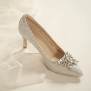 Charming Silver Rhinestone Butterfly Wedding Shoes 2020 7 Cm Stiletto Heels Pointed Toe Wedding Pumps