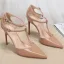 Chic / Beautiful Nude Street Wear Patent Leather Womens Sandals 2020 T-Strap 10 cm Stiletto Heels Pointed Toe Sandals