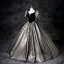 Classy Black Glitter Prom Dresses 2025 Ball Gown Square Neckline Puffy Short Sleeve Backless Floor-Length / Long Prom Formal Dresses