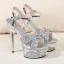 Sexy Noire Club de carnaval Paillettes Sandales Femme 2021 Bride Cheville 15 cm Talons Aiguilles Peep Toes / Bout Ouvert Sandales Talons Hauts