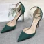 Chic / Beautiful Dark Green Satin Prom Womens Sandals 2020 Ankle Strap 10 cm Stiletto Heels Pointed Toe Sandals