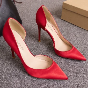 Chic Belle Rouge Bureau Ol Chaussures Femmes 2020 10 Cm Talons Aiguilles À Bout Pointu Talons