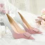 Uroczy Rumieniąc Różowy Cekiny Buty Ślubne 2020 Rhinestone 8 cm Szpilki Szpiczaste Ślub Czółenka