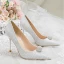 Charmig Silver Glittriga / Glitter Rhinestone Brudskor 2020 10 cm Stilettklackar Spetsiga Bröllop Pumps