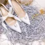 Chic / Beautiful Ivory Satin Wedding Shoes 2020 Pearl 8 cm Stiletto Heels Pointed Toe Wedding Pumps