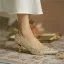 Glittrande Guld Pärla Rhinestone Brudskor 2020 Läder 6 cm Stilettklackar Spetsiga Bröllop Pumps