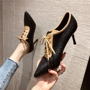 Mode Noire Vêtement De Rue Escarpins 2020 7 Cm Talons Aiguilles À Bout Pointu Escarpins