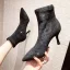 Fashion Black Street Wear Rhinestone Womens Boots 2020 Ankle 6 cm Stiletto Heels Pointed Toe Boots