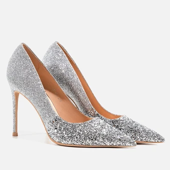 Scintillantes Argenté Soirée Paillettes Escarpins 2021 Cuir 10 Cm Talons Aiguilles À Bout Pointu Escarpins